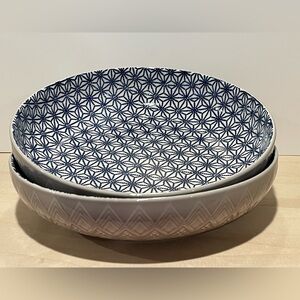 Signature Blue and White Star Pattern Bowls Set of Two